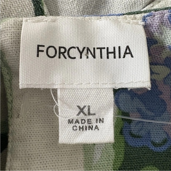 For Cynthia Hydrangea Floral Print Linen Blend Sleeveless Dress Womens Size XL - Picture 5 of 7